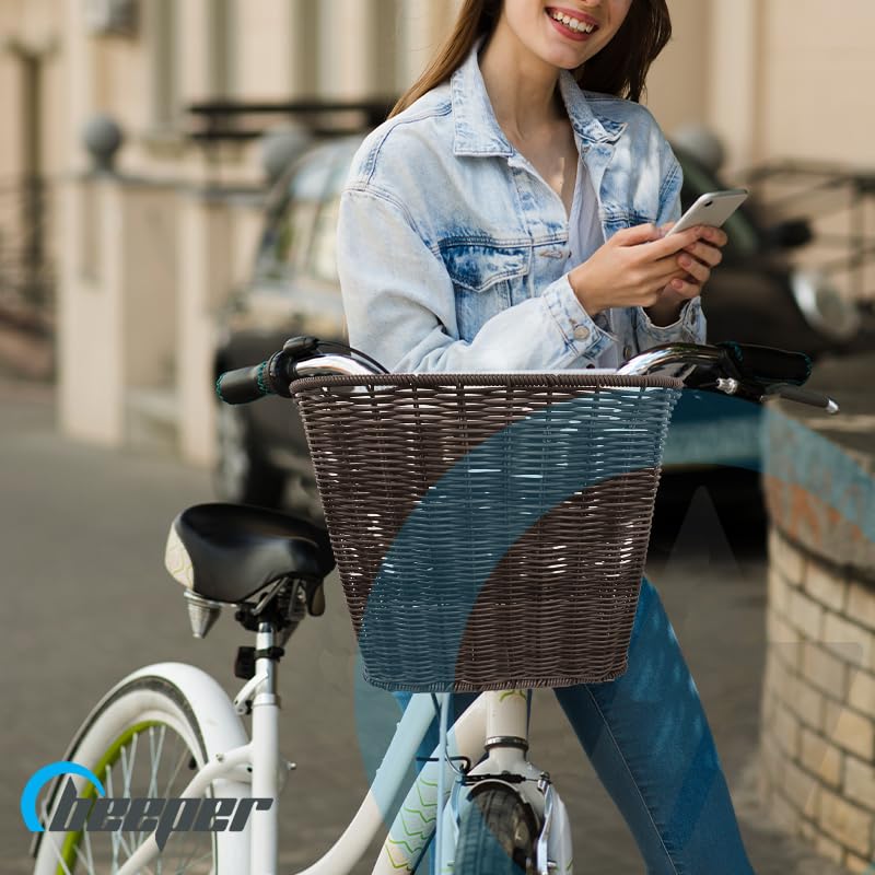 Panier pour vélos & trottinettes en métal Blanc, Noir, résine tressée, Tissu - Beeper
