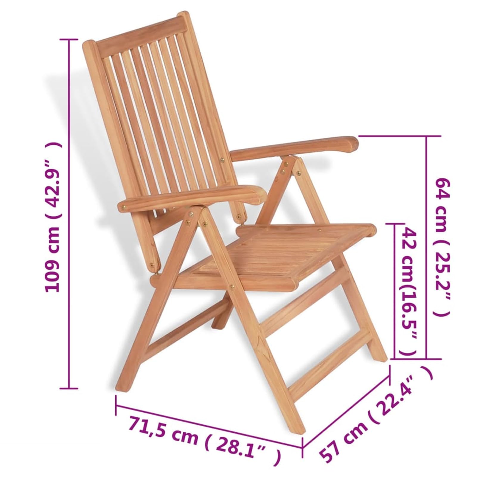Homgoday Sedie Reclinabili da Giardino 2 pz in Legno Massello di Teak, Sedie da Esterno, Sedie da Pranzo per Giardino, Arredo Seggiole Giardino Arredi da Esterni Patio Terrazzo Arredamento
