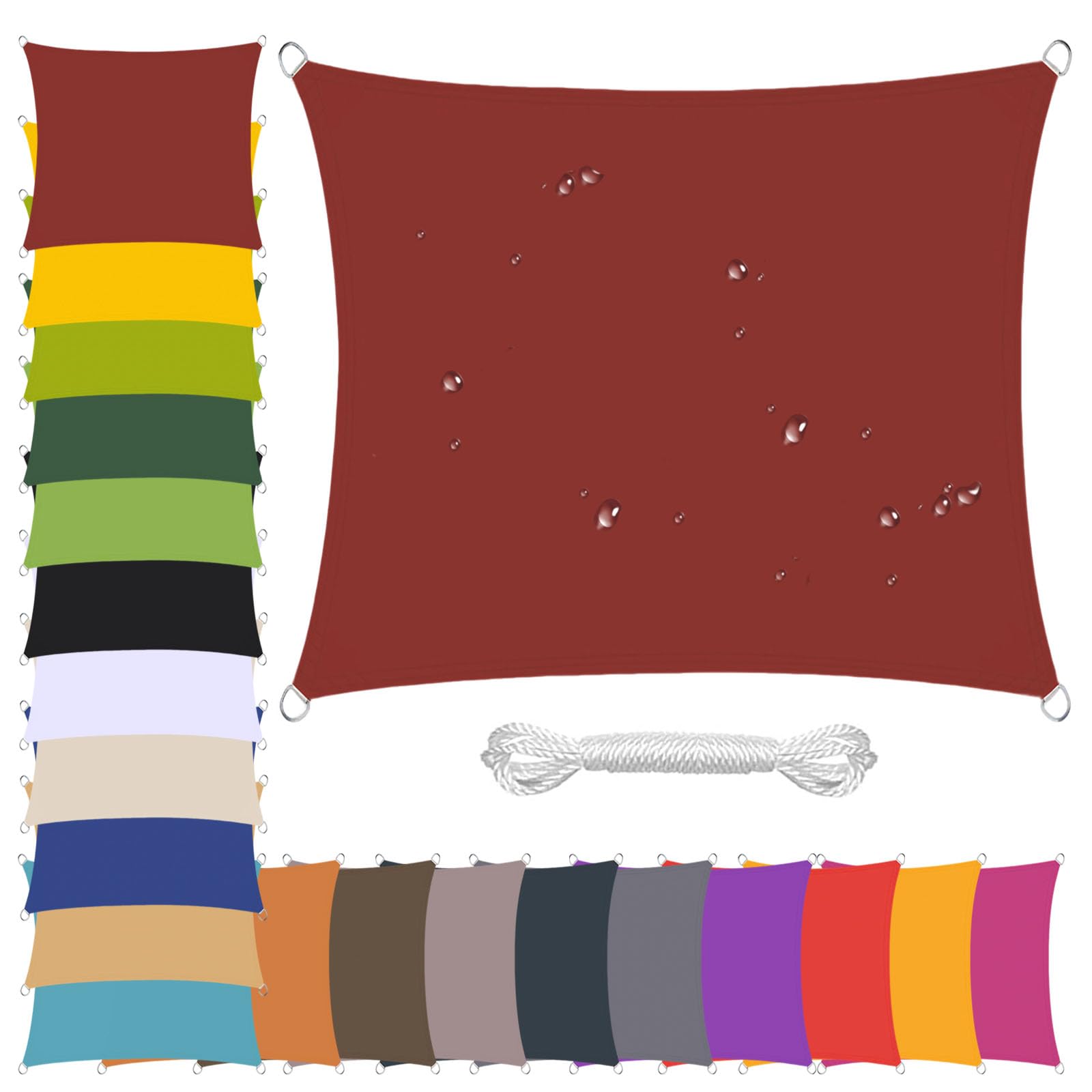 Voile d'ombrage imperméable rectangulaire 4x6m rouge vin