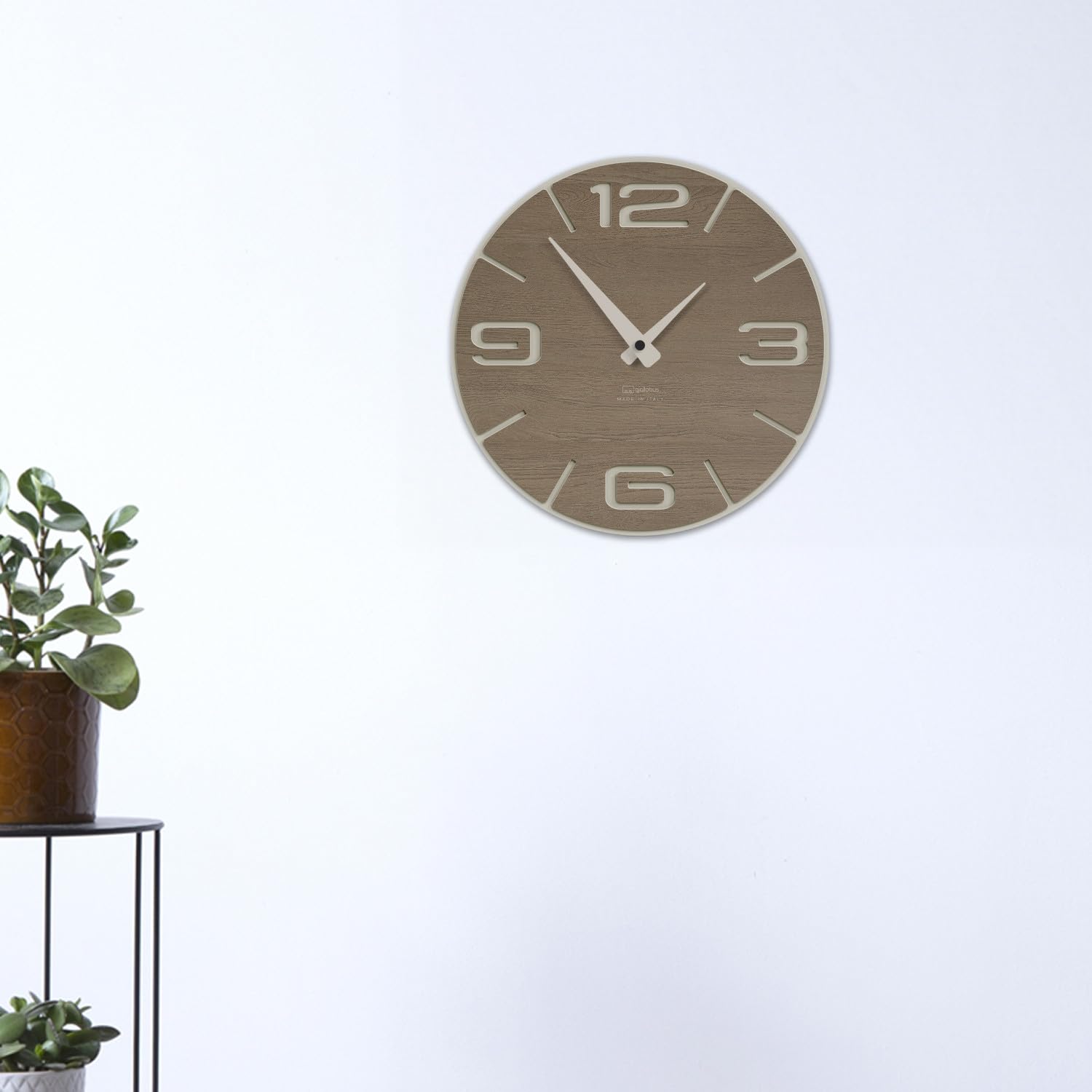 Giallobus - Premium-Uhr - Simple Relief - MDF-Holz - Premium 45x45cm - n.10 Oak - Italienisches Handwerk – geräuschlos – Geschenkidee – modern