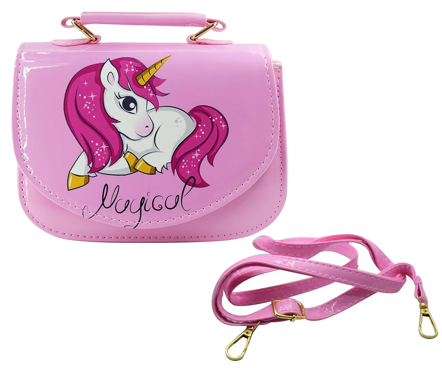 Nyra Decor Unicorn Sling Bags Shoulder Bag Hand Bag Purse For Kids Girls, Pink