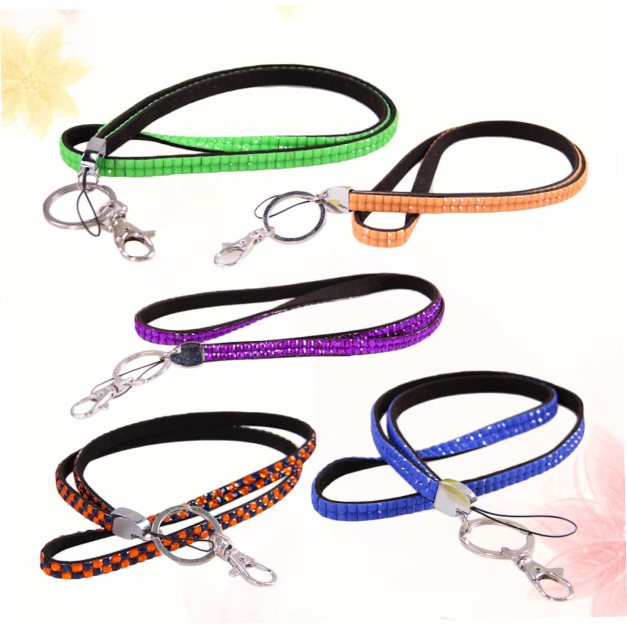 3 Set Cinghia Per Telefono Lanyard Con Strass Per Sicurezza Tracolla Per Cellulari E Chiavi Casual Per Attività Colore Casuale 5 Pezzi * 3