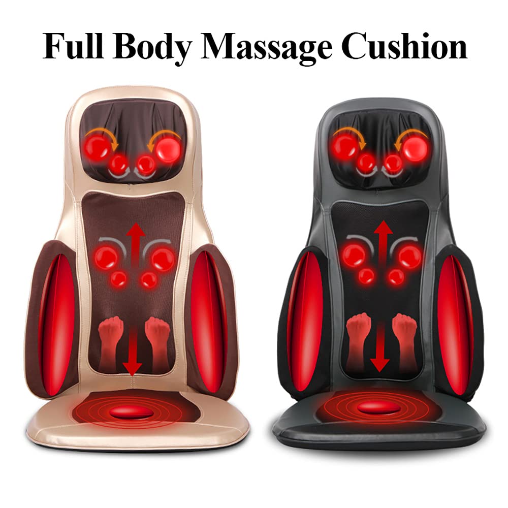 Regulowana poduszka do masażu, fotel do masażu masażer, masaż całego ciała, masaż Shiatsu dla karku i pleców, wszechstronne zastosowanie, masaż wibracyjny, czarny