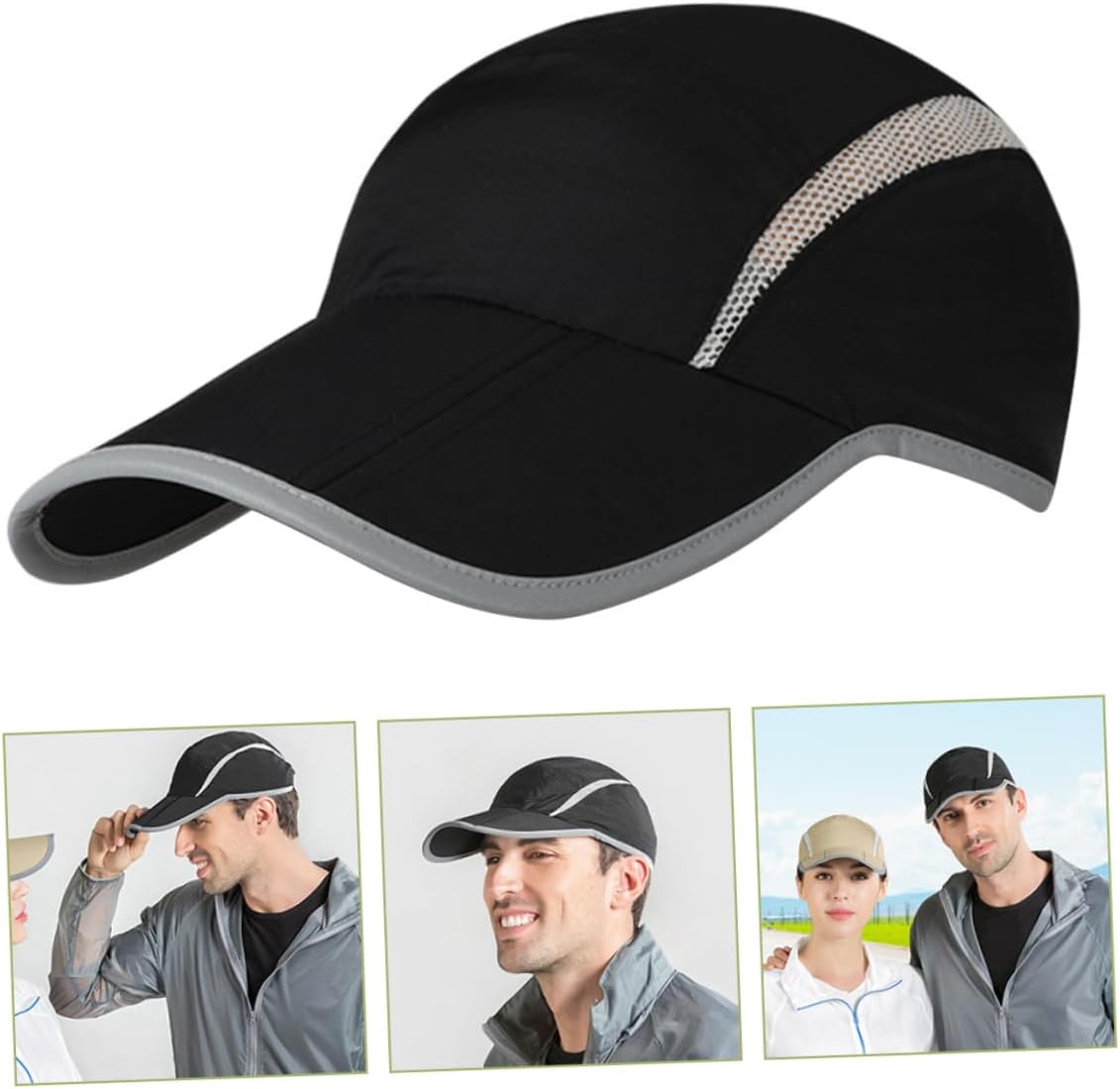 VALICLUD 2pcs Adjustable Breathable Running Hat for Men Lightweight Quick Dry Baseball Cap Moisture Absorbing Sweatband for Sports Fishing Cycling and Outdoor Activities Design for Easy