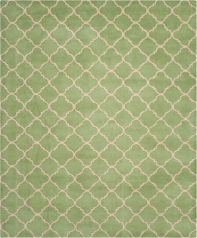 Chatham Collection Green/Ivory Handmade Premium Wool Area, Soft and Durable Rug, Ideal for High Traffic Areas (8x11 Feet)