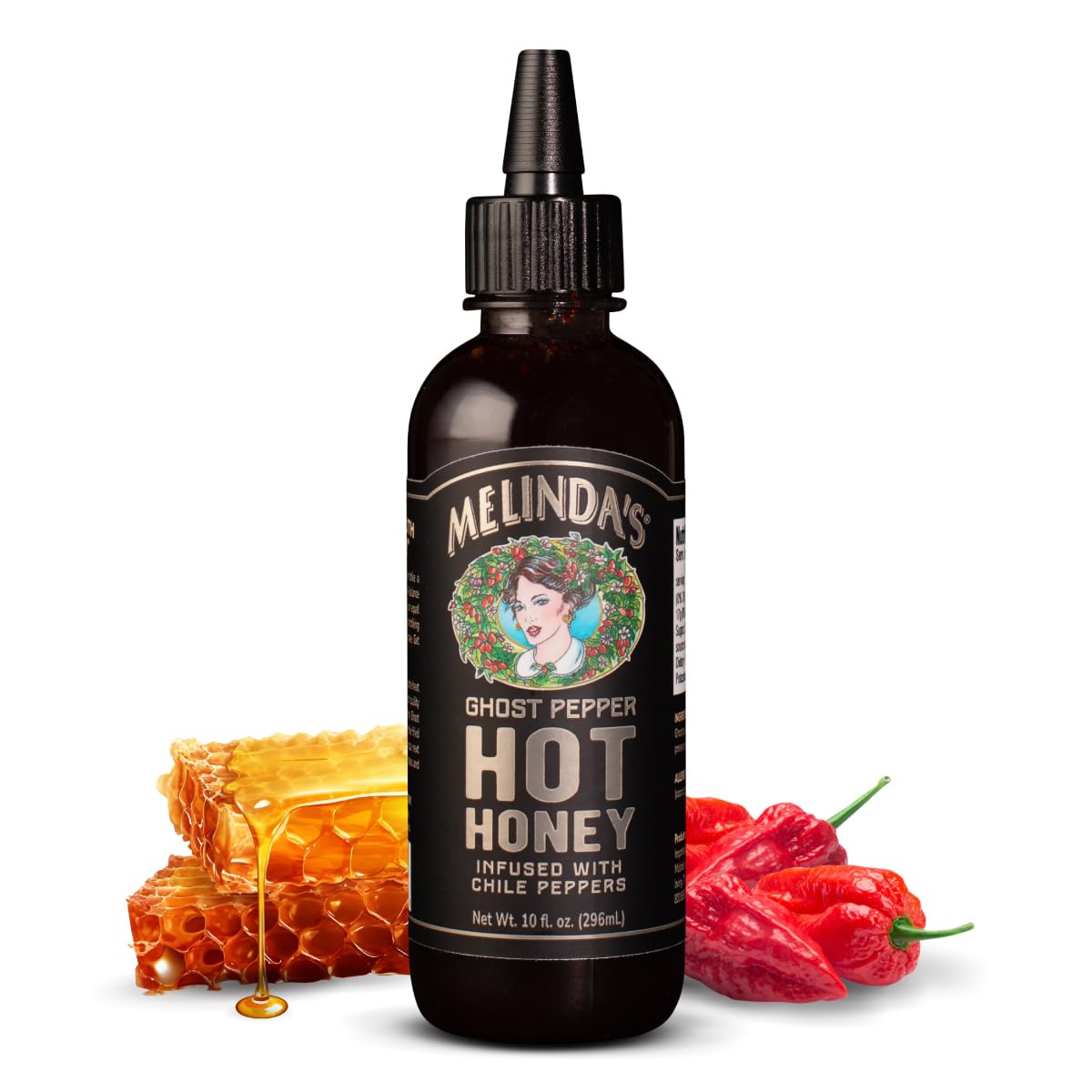 Melinda’s Ghost Hot Honey - 10 oz, 1 Pack - Exra Spicy Honey Sauce Made with Fresh Ghost Peppers - Infused Sweet & Spicy Sauce for Dipping, Drizzling