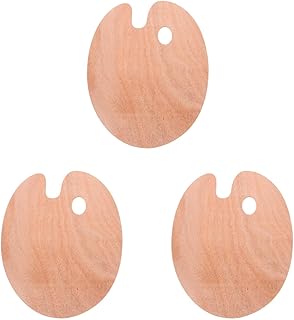 NUOBESTY Lot de 3 palettes de peinture à l'huile en bois – Plateaux de mélange de peinture avec trou pour le pouce – Palette ovale réutilisable pour huiles, acryliques et peintures mélangables à l'eau