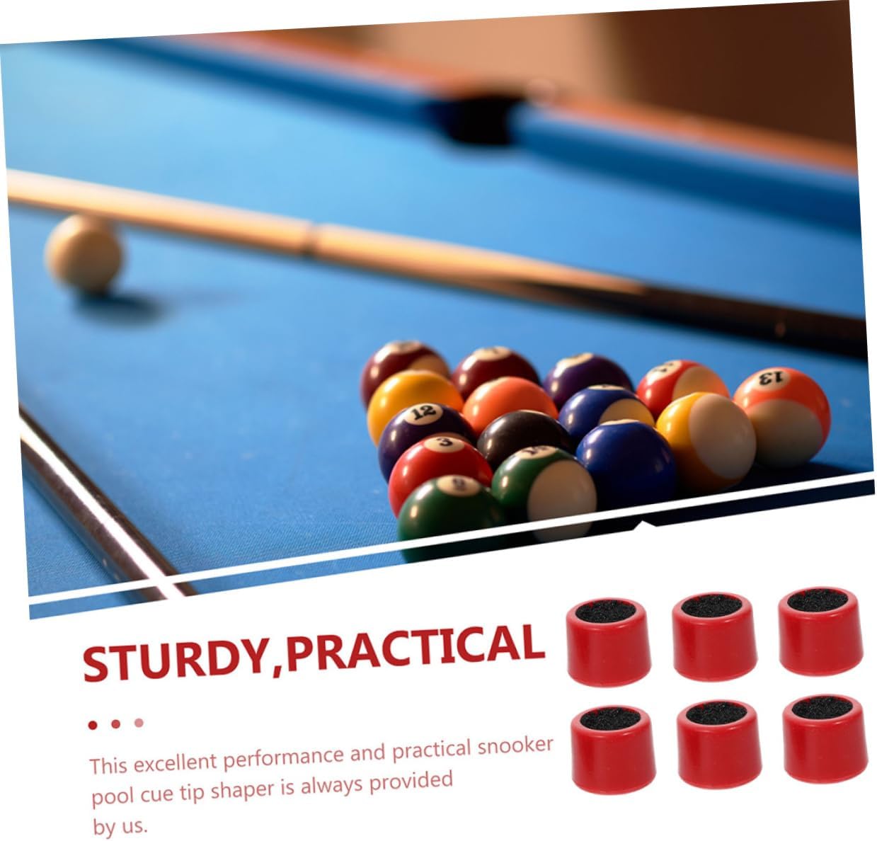 UPKOCH 6Pcs Double-Sided Pool Cue Tip Trimmer Shaper Professional Billiard Supplies Red Color Portable Design for Cue Maintenance in Snooker and Pool Games