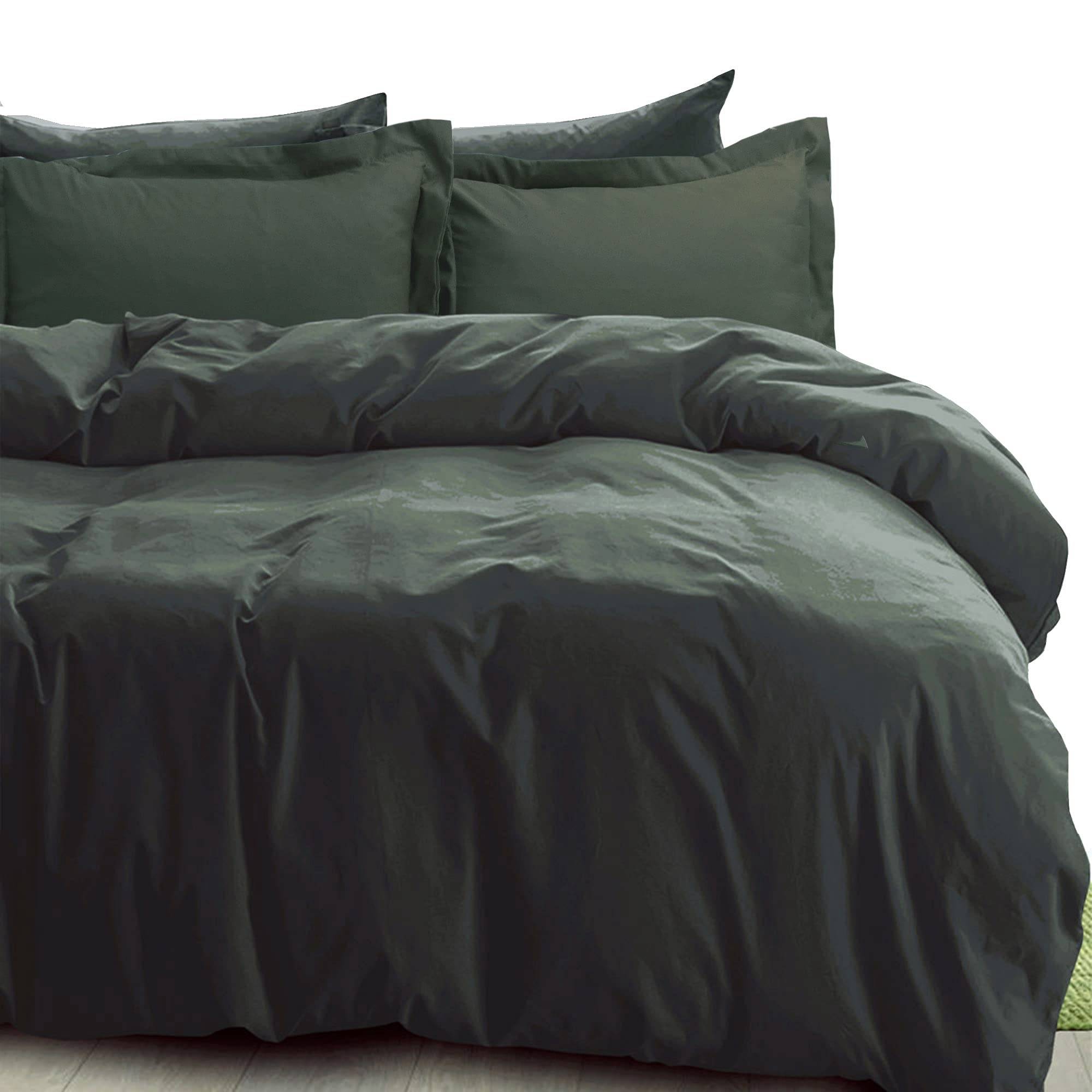 EssinaKing Duvet Cover Set – 3-Pcs Microfiber Duvet Cover 2 Pillow Shams – Wrinkle-Resistant King Size Duvet Cover – Solid Color Duvet Cover Zipper Closure and 4 Corner Ties – Magic Forest