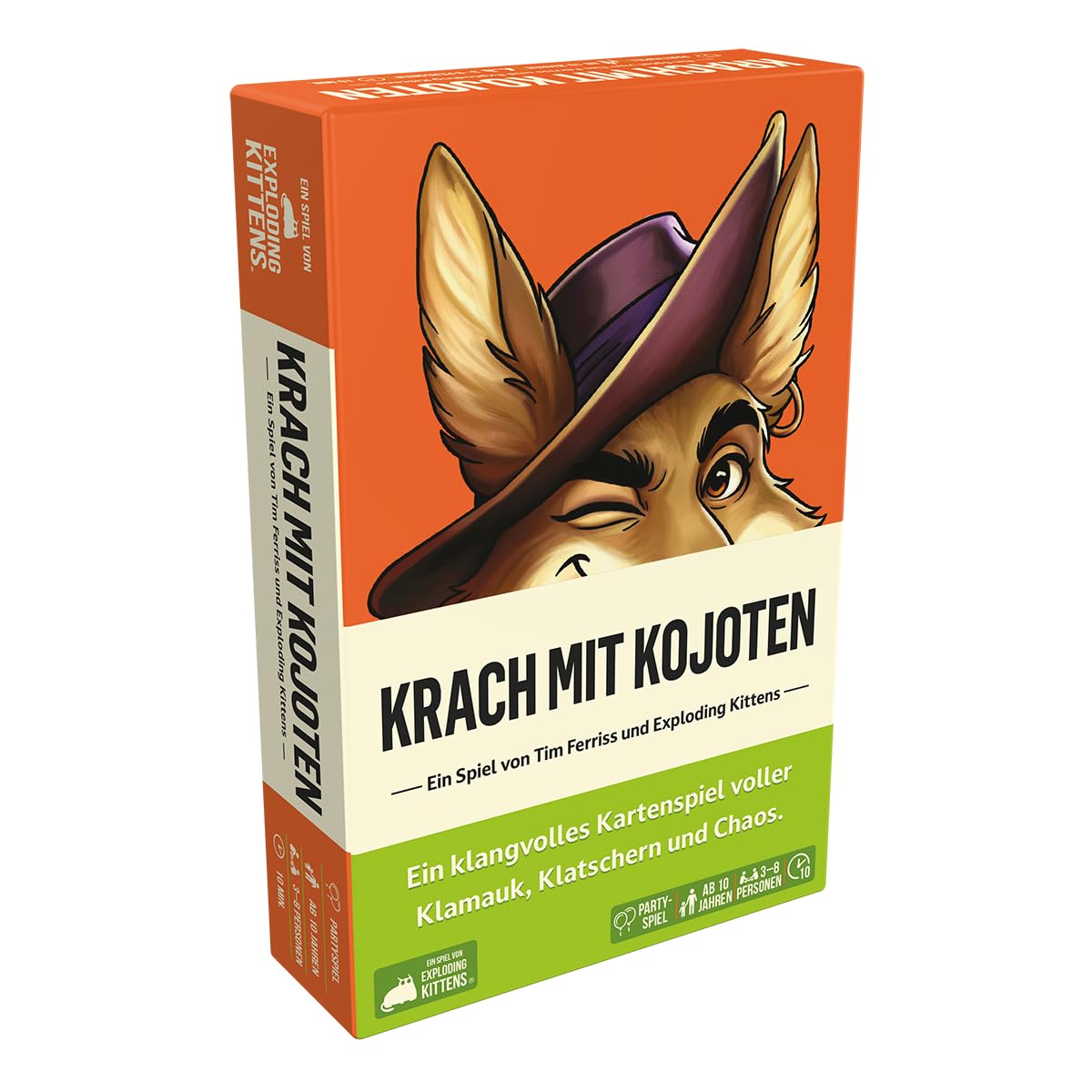 Exploding Kittens, Noise with Coyotes, Party Game, 3-8 Players, from 10+ Years, 10 Minutes, German