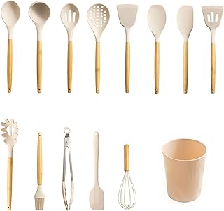 IT'S BRAZILIAN Mainstays Silicone & Bamboo Cooking Utensil Set, 14 Pieces