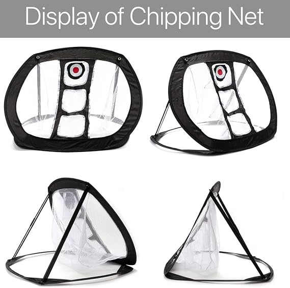 VANANA Golf Practice Chipping Net, Collapsible Golf Net Training Aid Accuracy Swing Portable Accessories Indoor Outdoor, Black