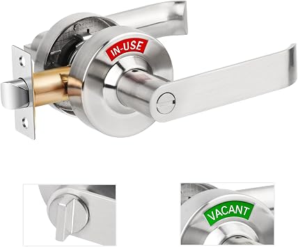 Commercial Door Handle,Bathroom Door Lock Vacant or in-Use | Heavy Duty Privacy Door Handle,Commercial ANSI Grade 2,Occupied Sign Lock for Public Bathroom & Industrial Buildings