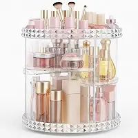 Organizador De Maquiagem Acrilico 360 Giratorio - Transparente 4 Andares Para Cosméticos/Pincéis/Perfumes Ajustável/Porta Maquiagem