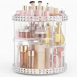 Organizador De Maquiagem Acrilico 360 Giratorio - Transparente 4 Andares Para Cosméticos/Pincéis/Perfumes Ajustável/Porta Maquiagem