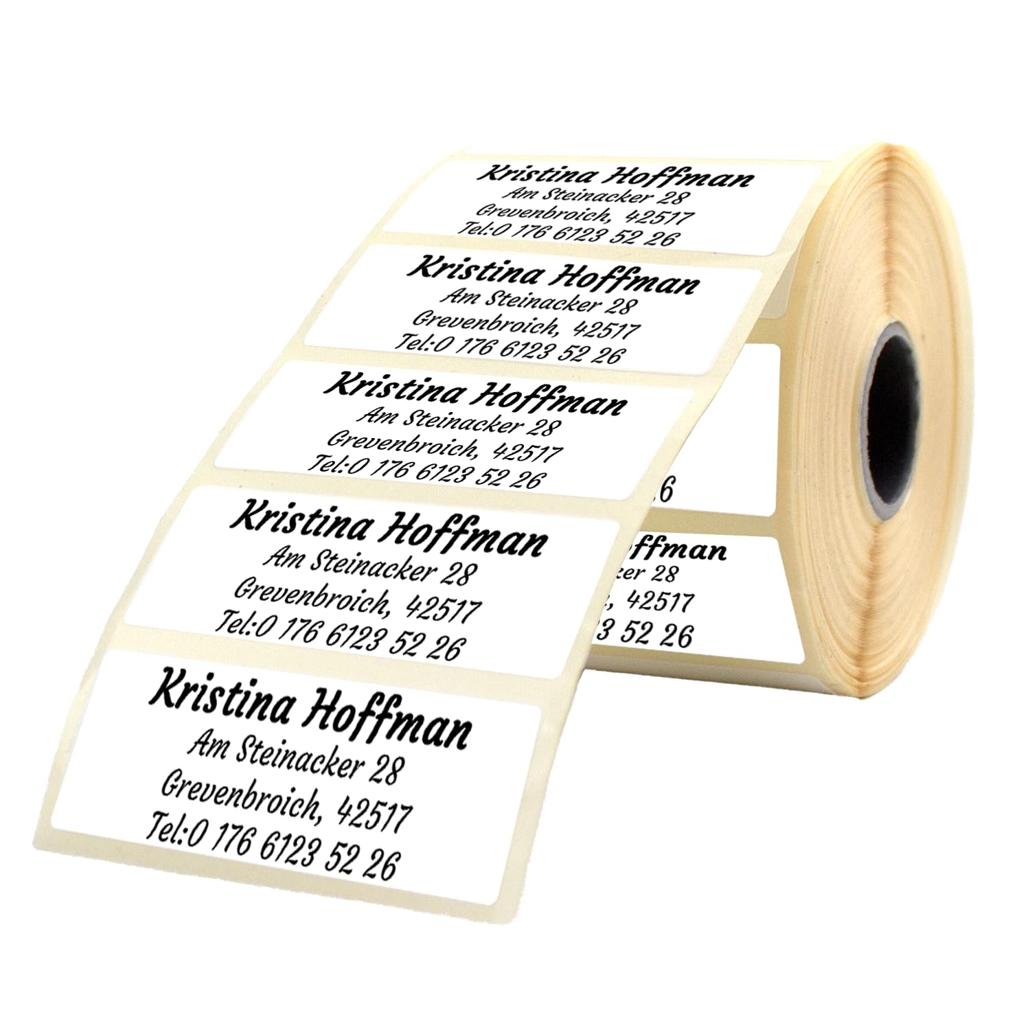 GoodMarkt Etiquetas de dirección personalizadas autoadhesivas de 46x17 mm, compuestas por 50 etiquetas/rollo, de 1 a 5 líneas, pegatinas de nombre con el texto que desees.