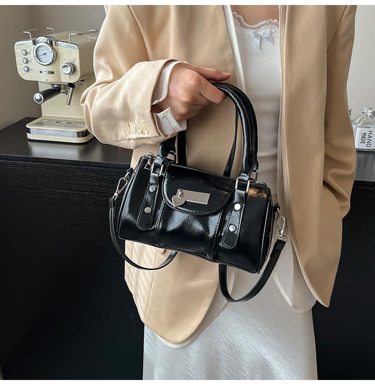 Y2K Handbag for Women, Faux Leather Shoulder Bag for women, Vintage Crossbody Bag with Bow knot&Heart Shape Pendant4