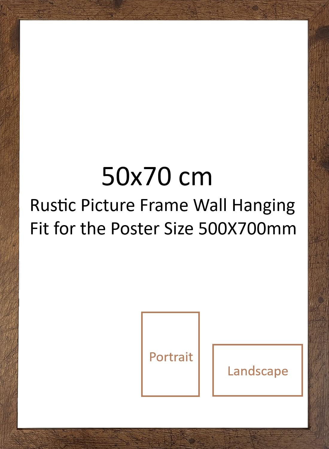 DECORO 50x70cm Rustic Frame - 500 x 700 mm Wooden Photo Frame - Large Rustic Colour Picture Frames 50 x 70 cm - 70x50cm Photo Frames