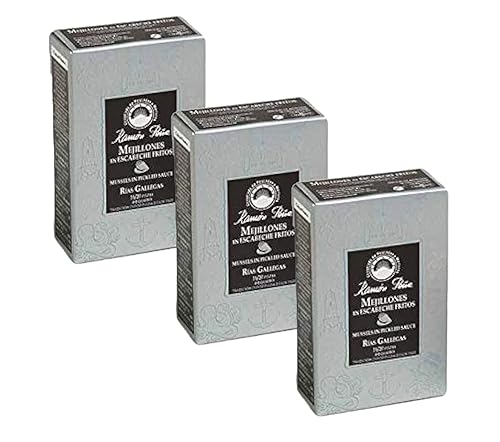 Miniatura 2 de Ramon Pena Mejillones enlatados en salsa en escabeche 16/20 mejillones por lata Lata Ramon Pena Silver Line 1 lata de 3.88 oz