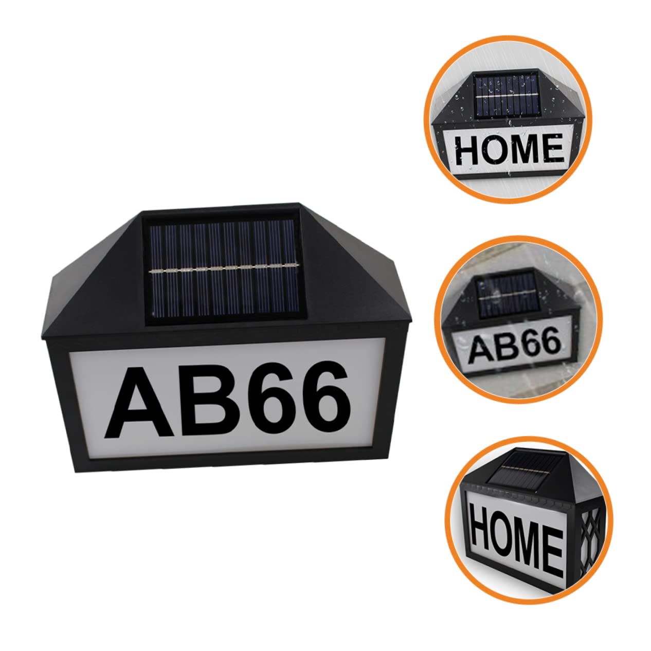 Angoily Solar Hausnummernleuchte mit Ip55 Schutz Solarbetrieben aus Abs und PC Material Schwarz für Beleuchtete Hausnummer Außen bei Nacht