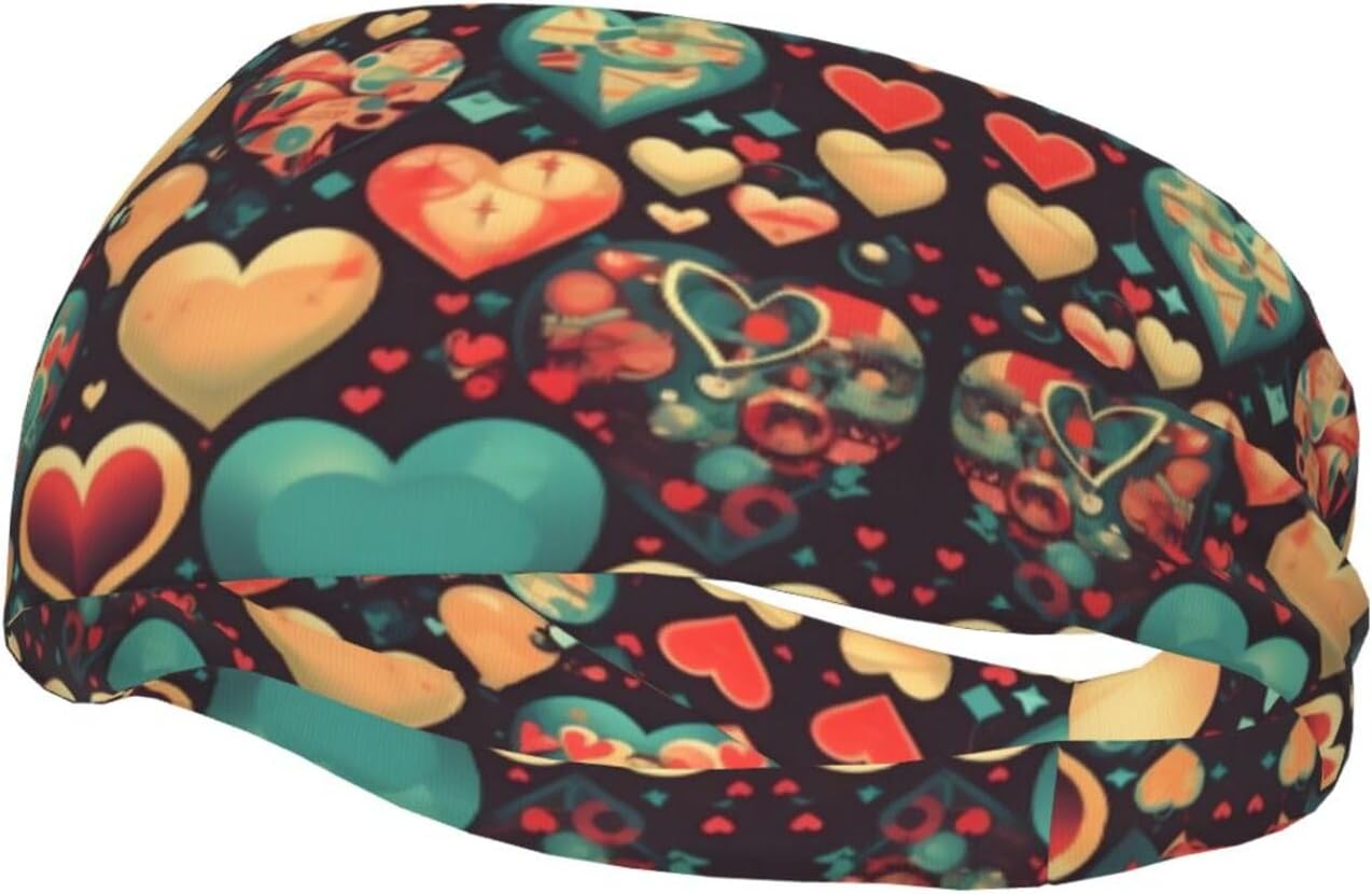 Colorful Hearts Sports Sweatband – Stay Dry & Confident During Every Workout