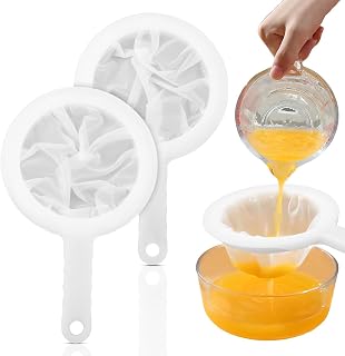 2 Pcs Nylon Ultra-Fine Mesh Strainer Set 100/200 Kitchen Essential Plastic Strainer with Handle Fine Mesh Strainer for Baking Coffee Juice Milk Yogurt Tea Broth
