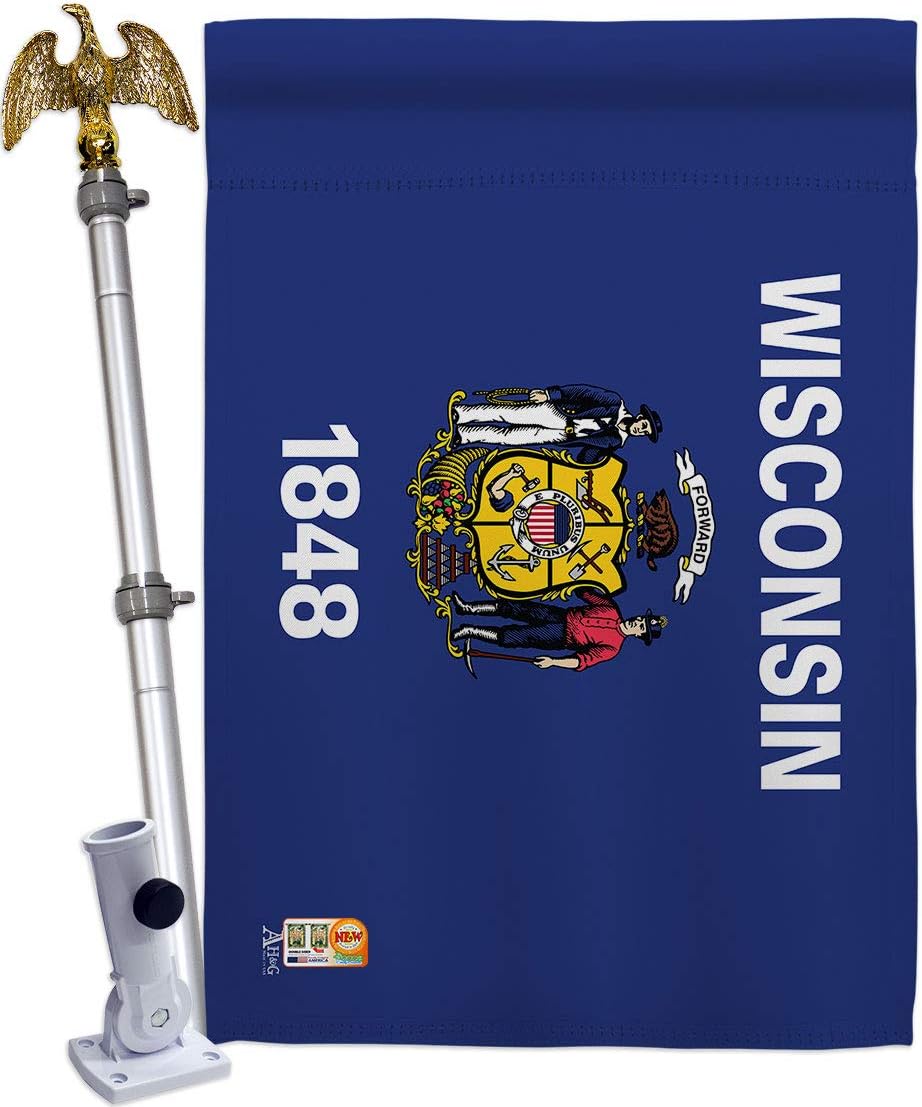 Wisconsin House Flag Americana States USA American Territories Republic Country Particular Area Small Decorative Gift Yard Banner Double-Sided Made In 28 X 40