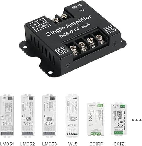 Miniatura 5 de BTF-LIGHTING COB FCOB 2835 3014 3528 5050 Tira LED de 1 canal Amplificador de señal Controlador Trabajo con V - V+ Tira LED de un solo color 2pin