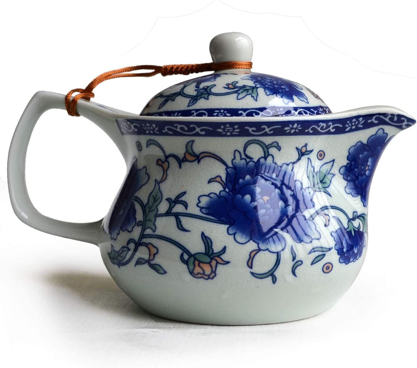 Teiera, teiera da cucina, Teiera da 17 once in porcellana bianca blu con infusore in acciaio inossidabile cinese