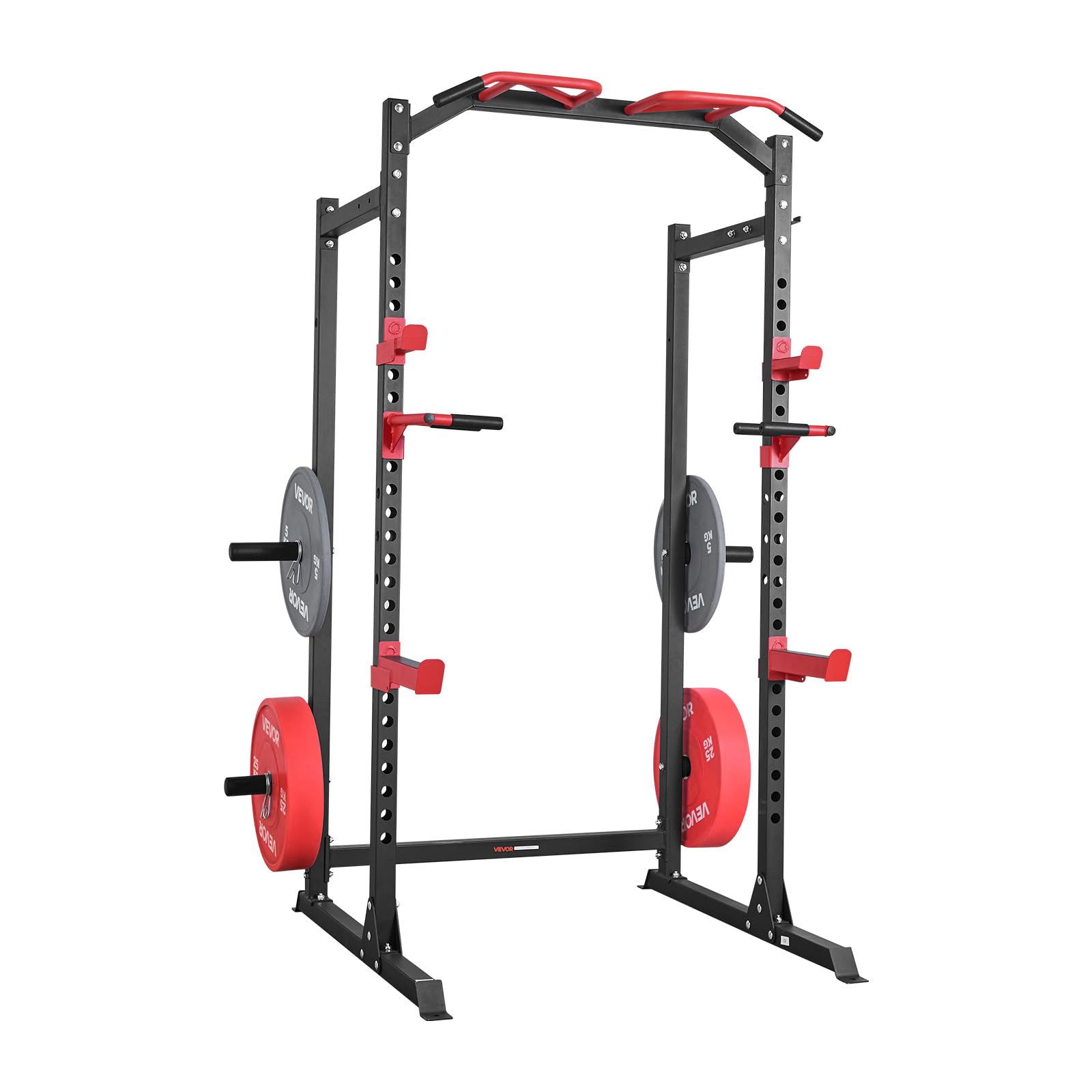 VEVOR Power Cage Power Rack, multifunktionales Squat-Rack mit Verstellbarer Höhe, Heimfitnessgerät für Krafttraining mit J-Haken & weiteren Fitnessaufsätzen für Bankdrücken Klimmzüge Dips