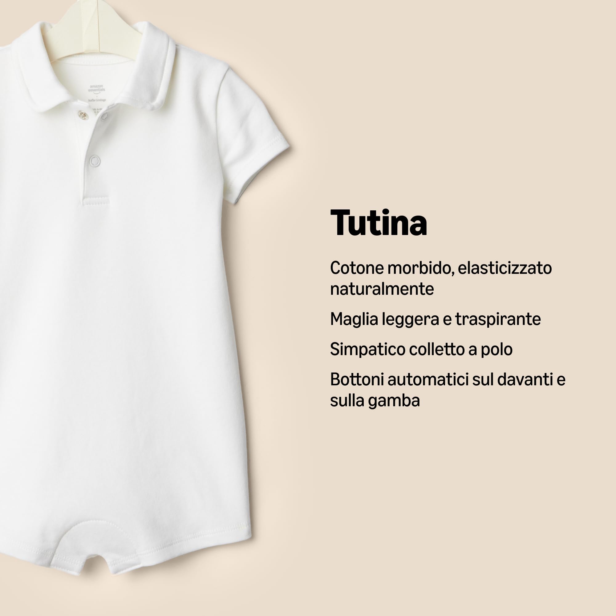 Amazon Essentials x Sofia Grainge Pagliaccetto Manica Corta, Neonato e Bimbo, Pacco da 2