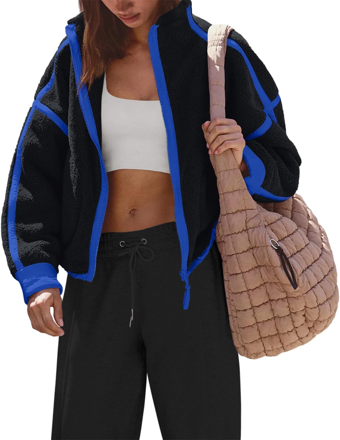 Aisongyuan Womens Sherpa Fleece Jacket Zip Up Fuzzy Casual Oversized sweatshirts with Pockets Fall Winter Cozy Outerwear - Image 4