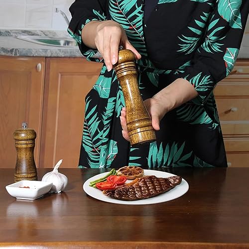 Miniatura 5 de Juego de molinillos de sal y pimienta, molinillo de sal manual clásico de madera recargable para cocineros caseros (A-5.5 pulgadas, 1 unidad)