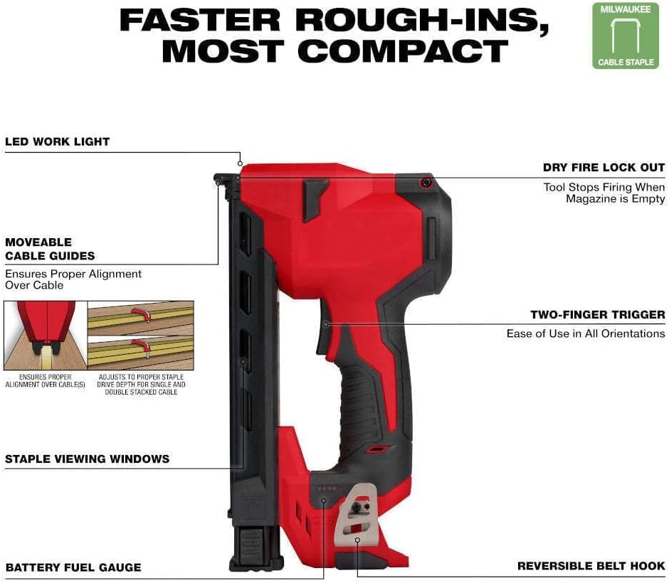 Staple Gun Fit for Milwaukee 2448-20 M12 12V Cordless Li-Ion Brushed Cable Stapler - Bare Tool ?