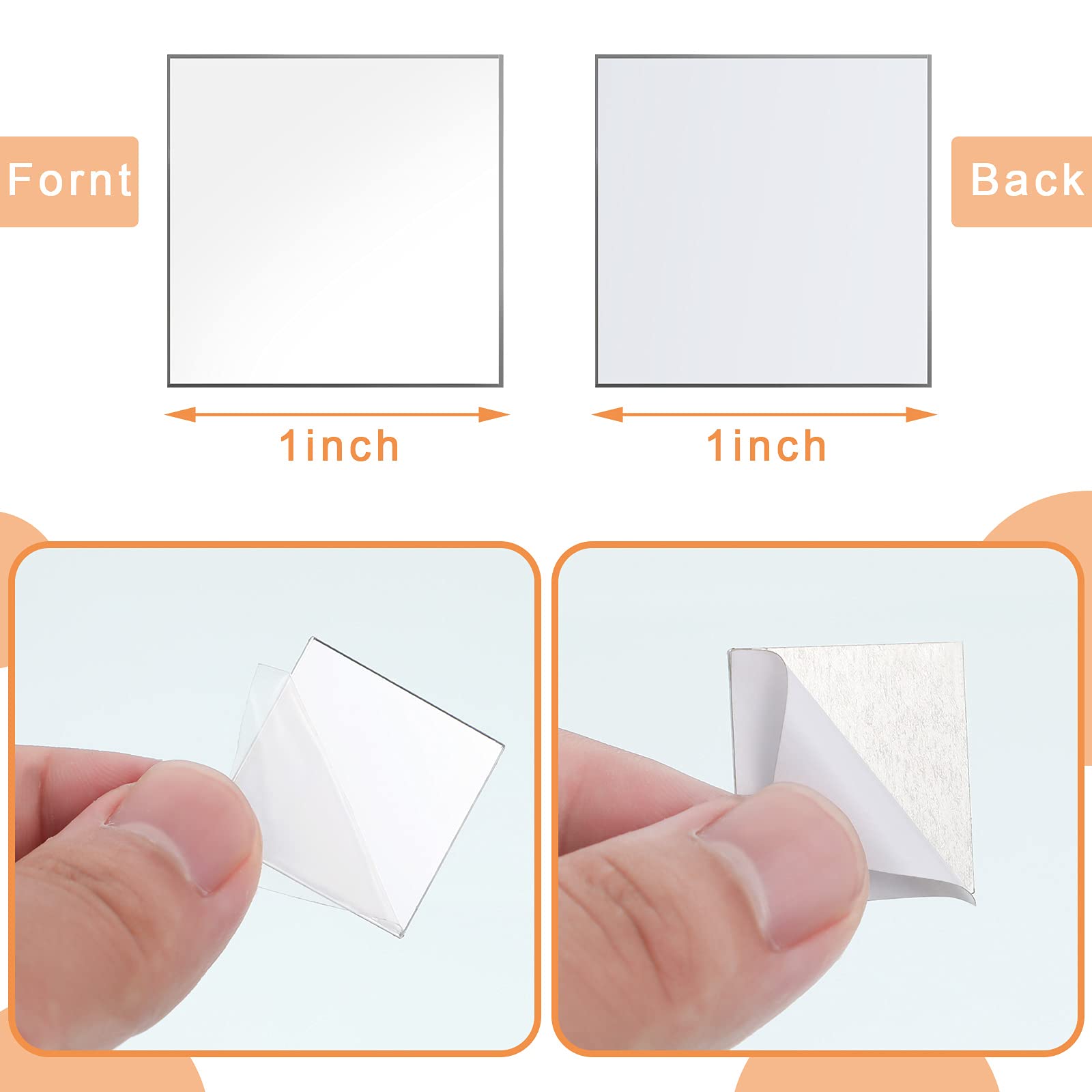 Jetec 50 Pieces Mini Size Square Mirror Adhesive Small Square Craft Mirror Tiles for Crafts and DIY Projects Supplies Home Decoration(1 x 1 Inch)