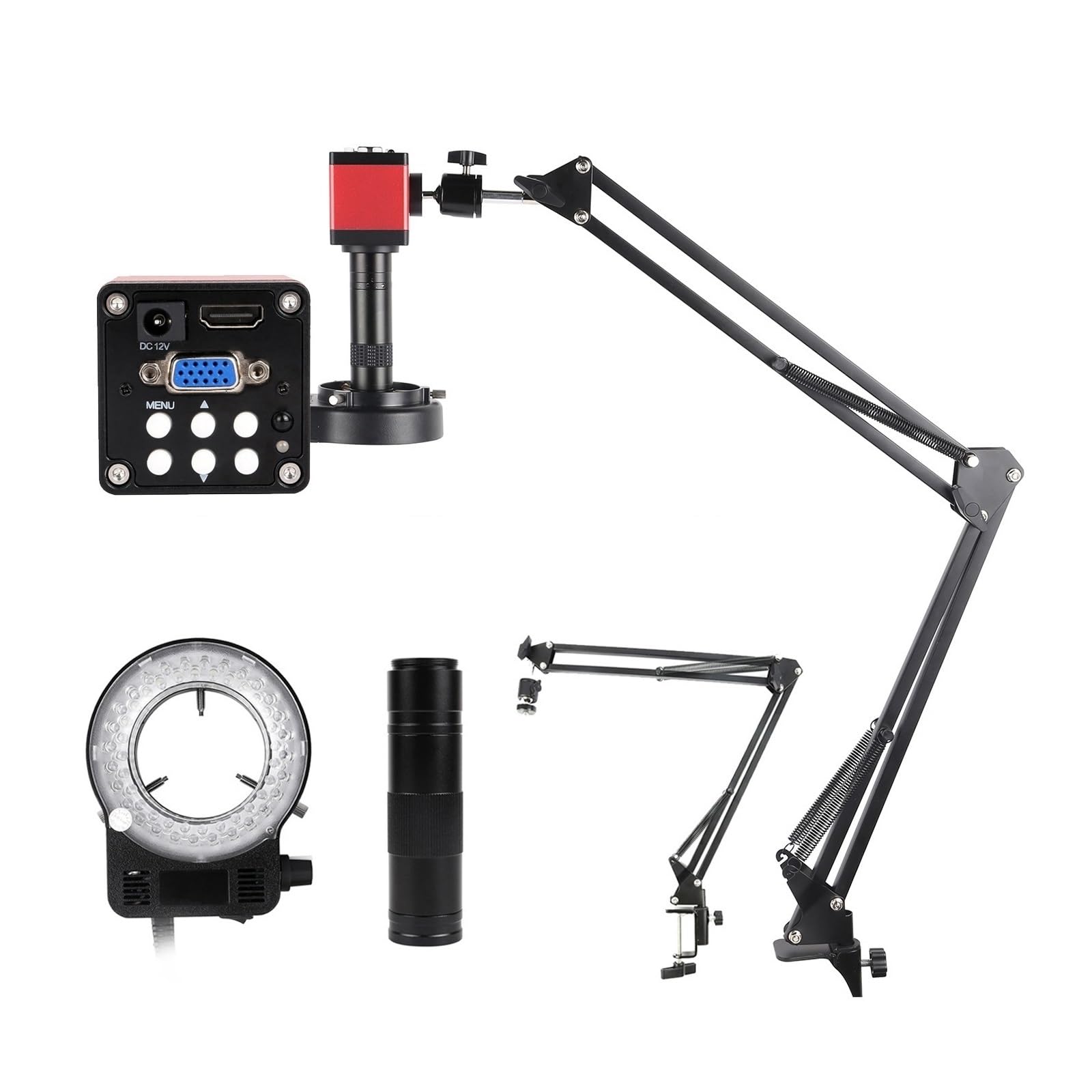 Elektroniczny mikroskop cyfrowy 4K do zestawu mikroskopu lutowniczego 1080P VGA USB kamera przemysłowa 150x uchwyt składany obiektywu(HDMI VGA 1080P)