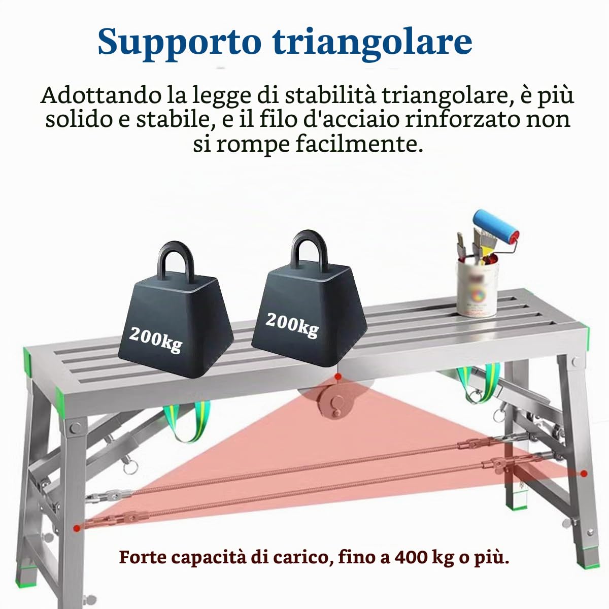Ponteggi Pieghevoli, Impalcatura Multiuso per Piattaforma di Lavoro con Altezza Regolabile a 5 Marce, scaletta per Uso Domestico per banco da Lavoro di ingegneria Domestica