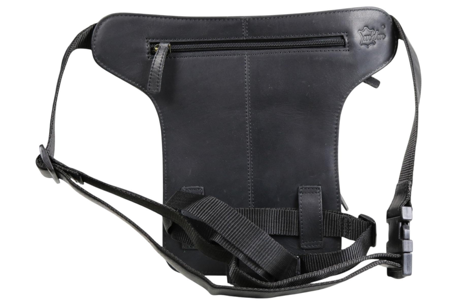 Borsa da gamba moto vera pelle uomo marsupio biker vintage teschio Custom Motorcycle MDM T81 Nero