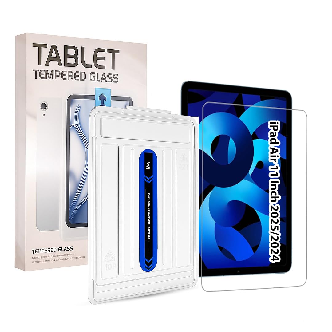 LIRAMARK Screen Protector for Apple iPad Air 11 inch M3/M2 2025/2024, Anti-Scratch Tempered Glass with Easy-Installation Frame, Apple Pencil Support, Scratch Resistant, HD Clarity, Bubble Free