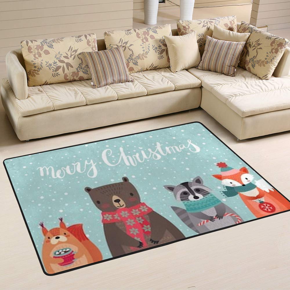 Tapis de Noël Ruchen dessin animé de grands animaux pour émerveiller les enfants en famille