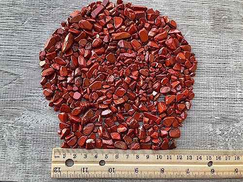 Image of GAF TREASURES 2 oz Lot Natural Semi Tumbled Gemstone Chips, Crushed Mini Crystals, Undrilled Crystal Chips (Red Jasper)