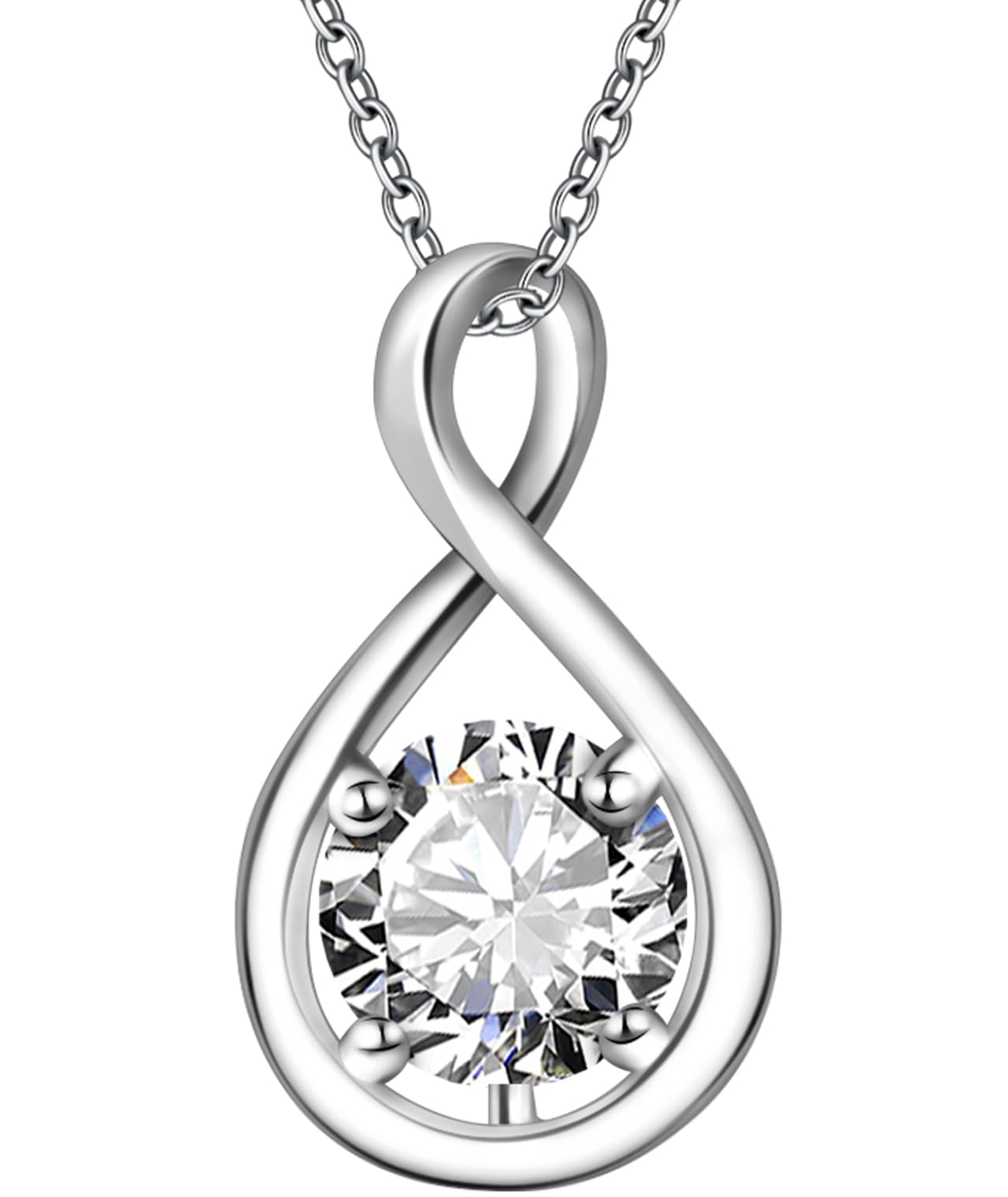 Eastlily Infinity Birthstone Necklace for Women, 925 Sterling Silver Birthday Stone Pendant with Titanium Steel Chain 18", Women's Jewelry Gift for