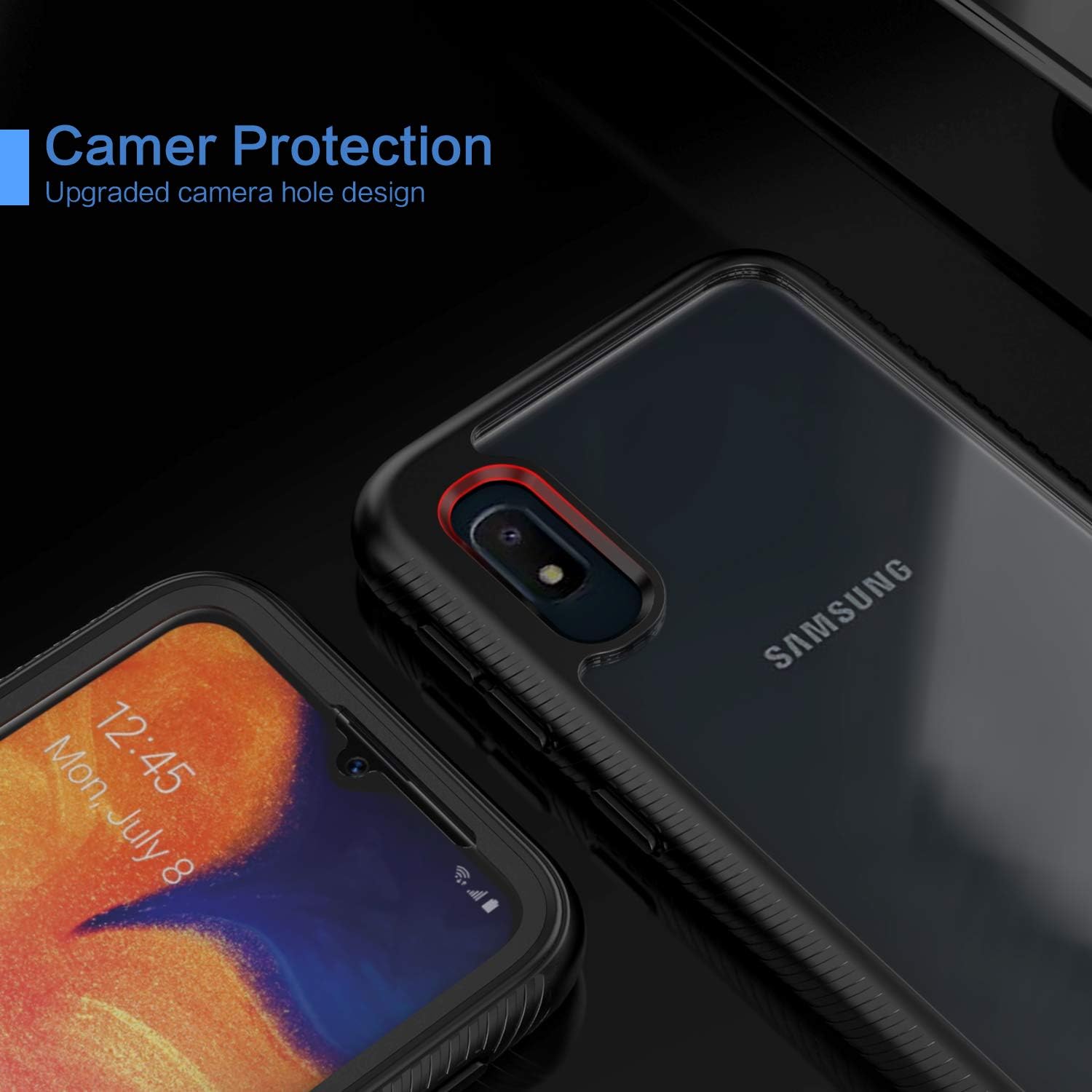 IDweel Galaxy A10e Full-Body Clear Case, Full-Body Shockproof Case with Build in Screen Protector Heavy Duty Shock Resistant Hybrid Cover for Galaxy A10e, Black/Clear
