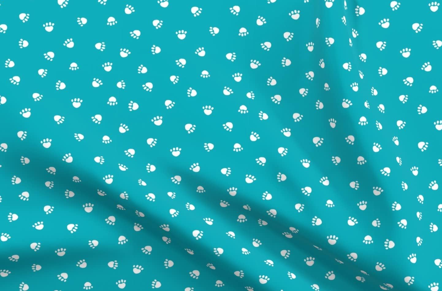 Spoonflower Fabric - Peacock Blue Paw Print Pet Dog Cat Paws Pets Printed on Petal Signature Cotton Fabric Fat Quarter - Sewing Quilting Apparel Crafts Decor
