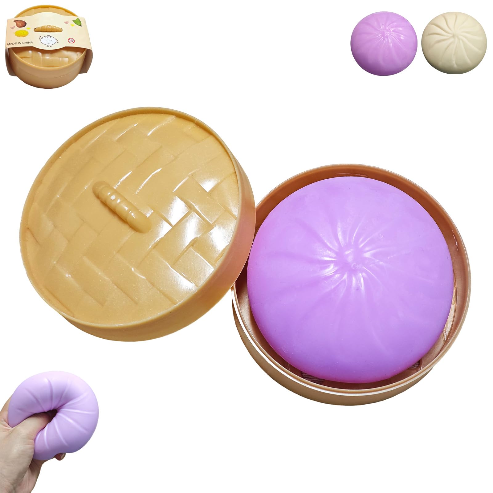 Giant Dumpling Squishy, Large Dumpling Squishy, Mystery Jumbo DumplingSquishy, Cute Anxiety Relief Fidget Toy, Soft Squeeze Decompression Dough for Adults(Purple)