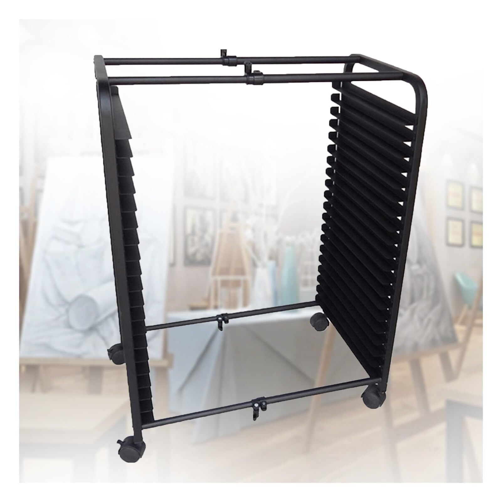 Aioneer Art Drying Rack, Retractable Portable Artwork Storage Rack, Mobile Space-Saving 20 Shelves, Ideal For Schools, Studios, & Art Clubs