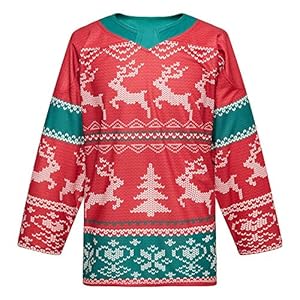 EALER Christmas Sublimated Practice Hockey Jersey Jacket with elk and Snow for Mans and Boys