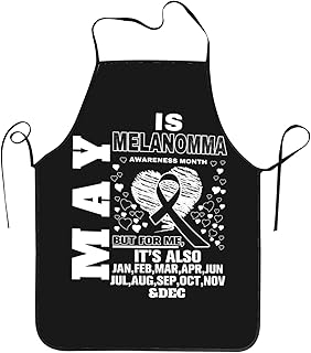 May is Melanoma Awareness Month Apron for Men Women Without Pockets Adjustable Large Volume Printing Funny Vintage Aprons for Kitchen Cooking BBQ & Grill