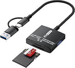 USB C SD Card Reader, 3 in 1 USB A/C to SD MicroSD USB 3.0 SD Card Adapter Compatible with iPhone 15 Pro/Max, MacBook Pro/Air 2023, iPad Pro, Surface Book 3 and More