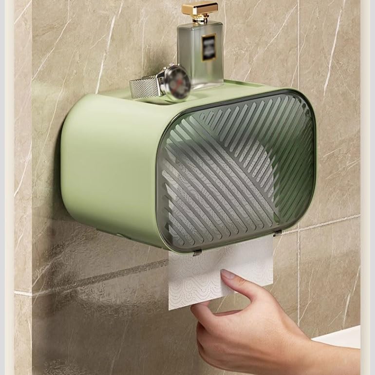 Boîte à papier toilette suspendue avec tiroir mural perforé - 7